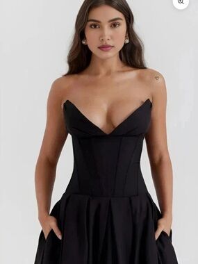 Kouvr Strapless Black Corset Bodice Dress